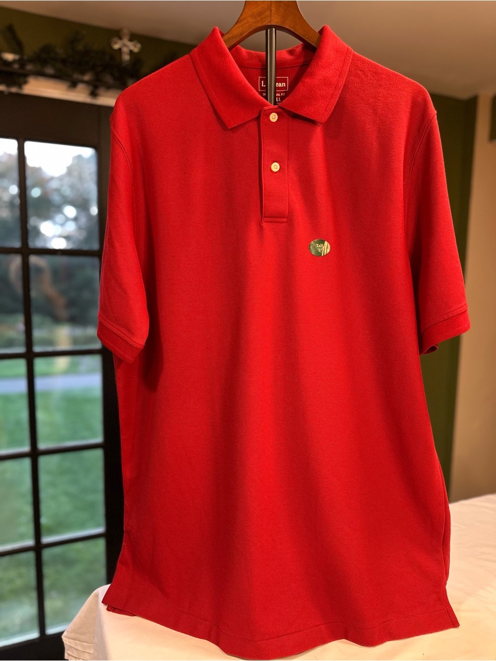 L.L.Bean Premium Double L Polo Mens L Tall Rustic Red Traditional Fit NWT